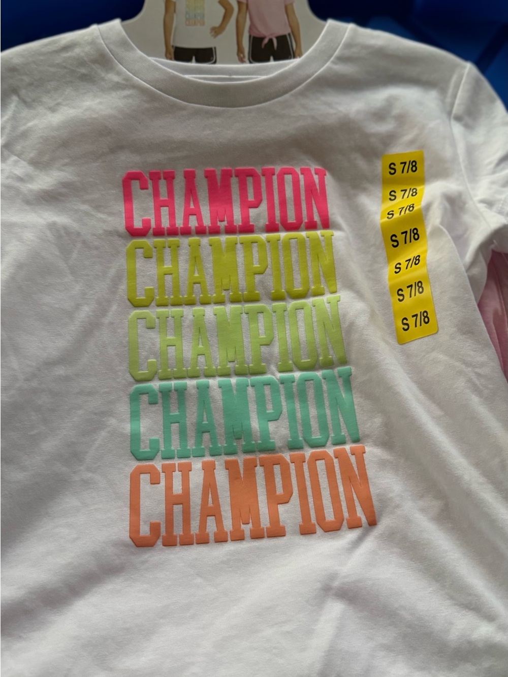 Champion White Tee with Neon Stacked Logo (Set of 2 T-Shirts)